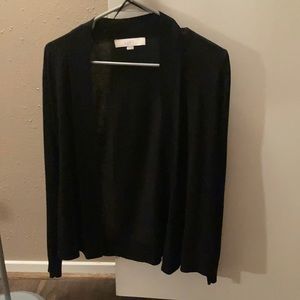 LOFT Black Open Front Swing Cardigan, XXS